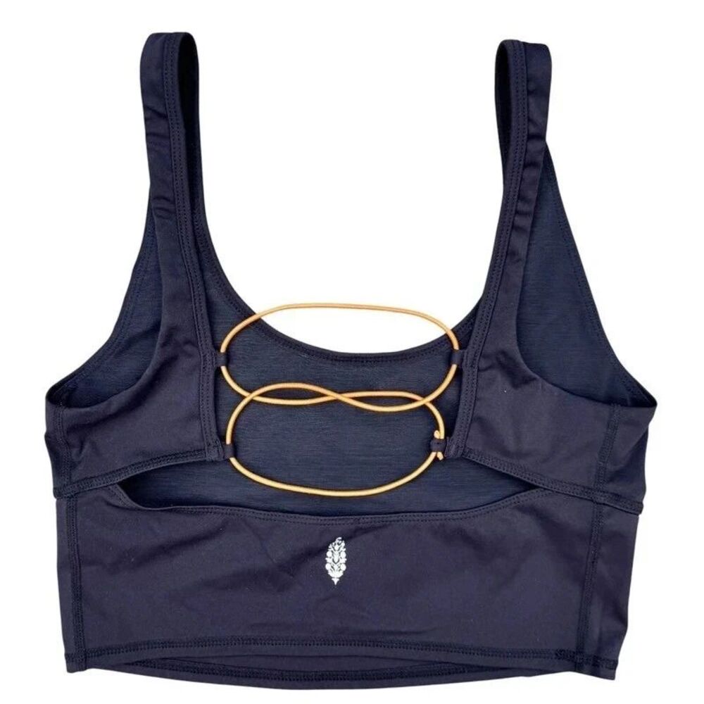 FP Movement Sports Bra Black Open Back Bungee Cord Detail - XS